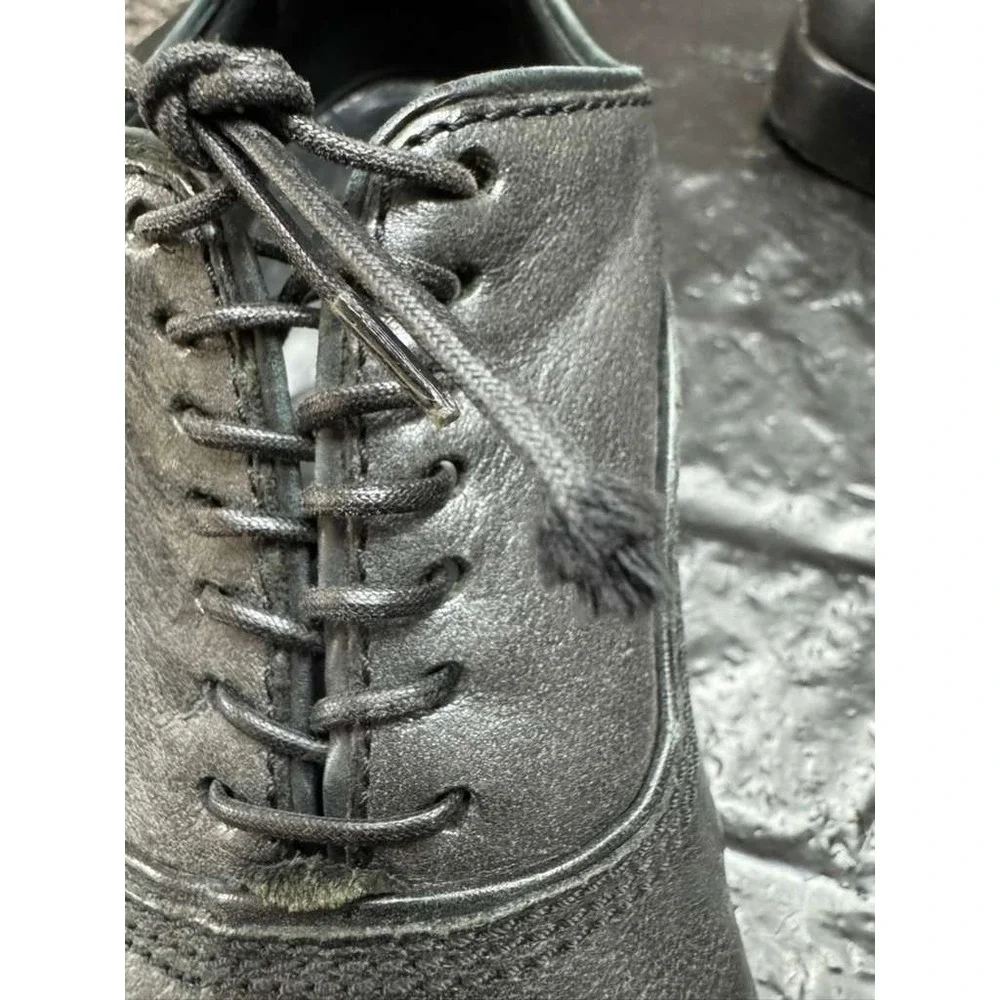 John Varvatos Freeman Raw Handmade Leather Oxford‎ Shoes Black Mens Size 9